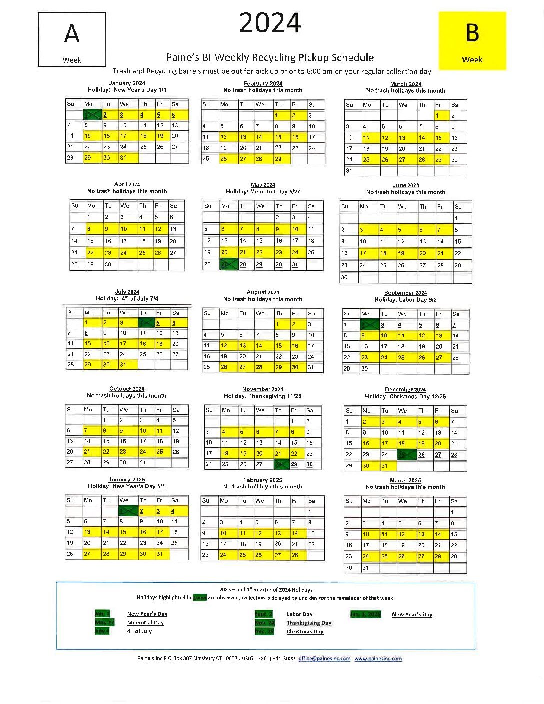 abschedule20242025 Paine’s Inc. Recycling & Rubbish Removal